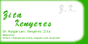 zita kenyeres business card